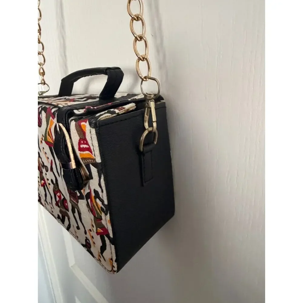 African Tribal Print Box Crossbody Purse Top Handle Satchel Novelty Handbag